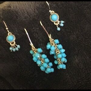Turquoise beaded Sterling Silver Earring Set
